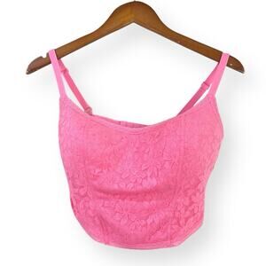 Victoria’s Secret PINK Lace Lightly Lined Corset Top Bustier L DD Hot Pink